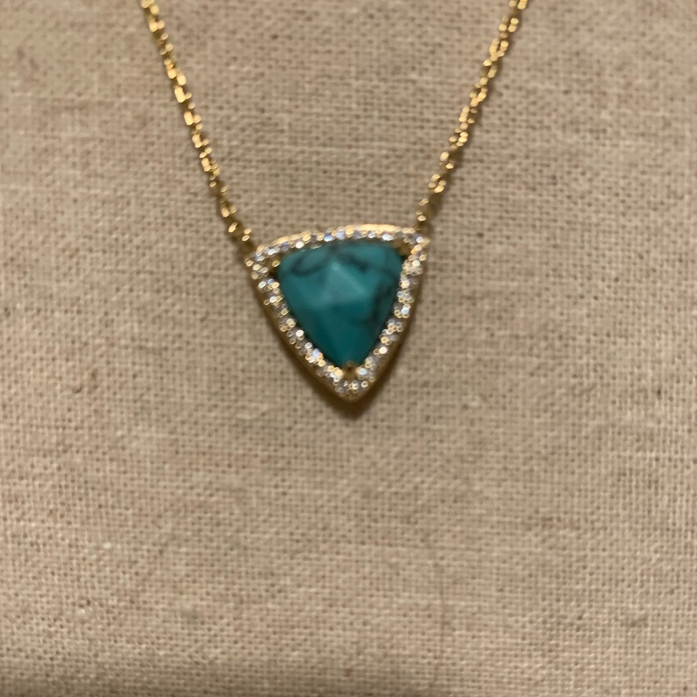 Delicate turquoise and cubic Z on fine adjustable chain